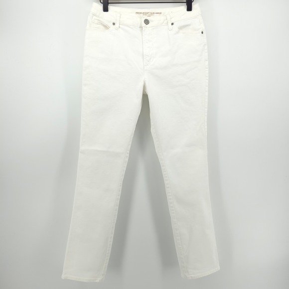 Chico's Denim - Chico's Premium Soft Slim Ankle Womens Jeans Size 6 White Stretch Casual